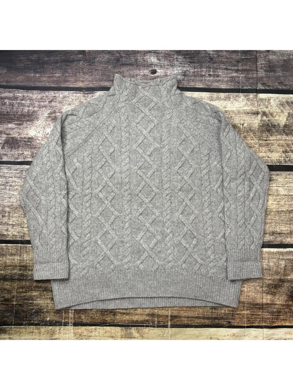The Cashmere Project Sweater Womens XS Fisherman Cable Knit Mock Neck Oversized